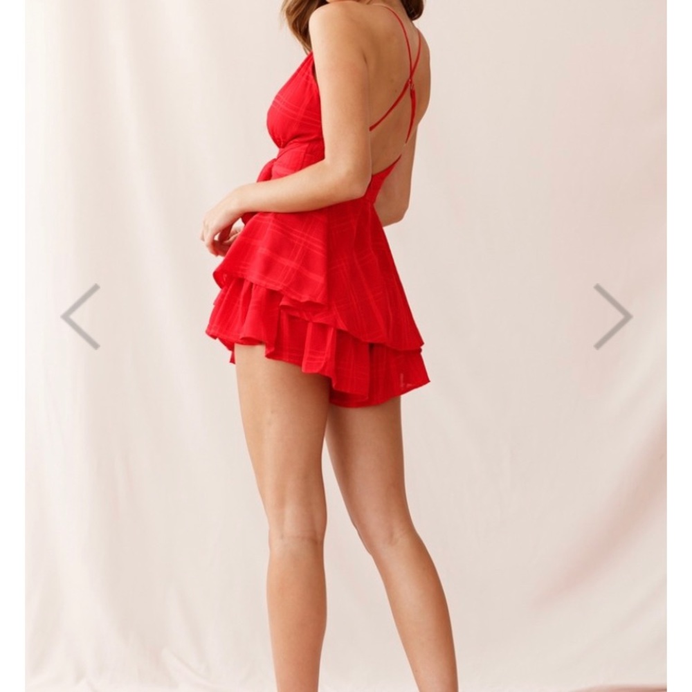 Red Tiered Ruffle Mini Dress - Women